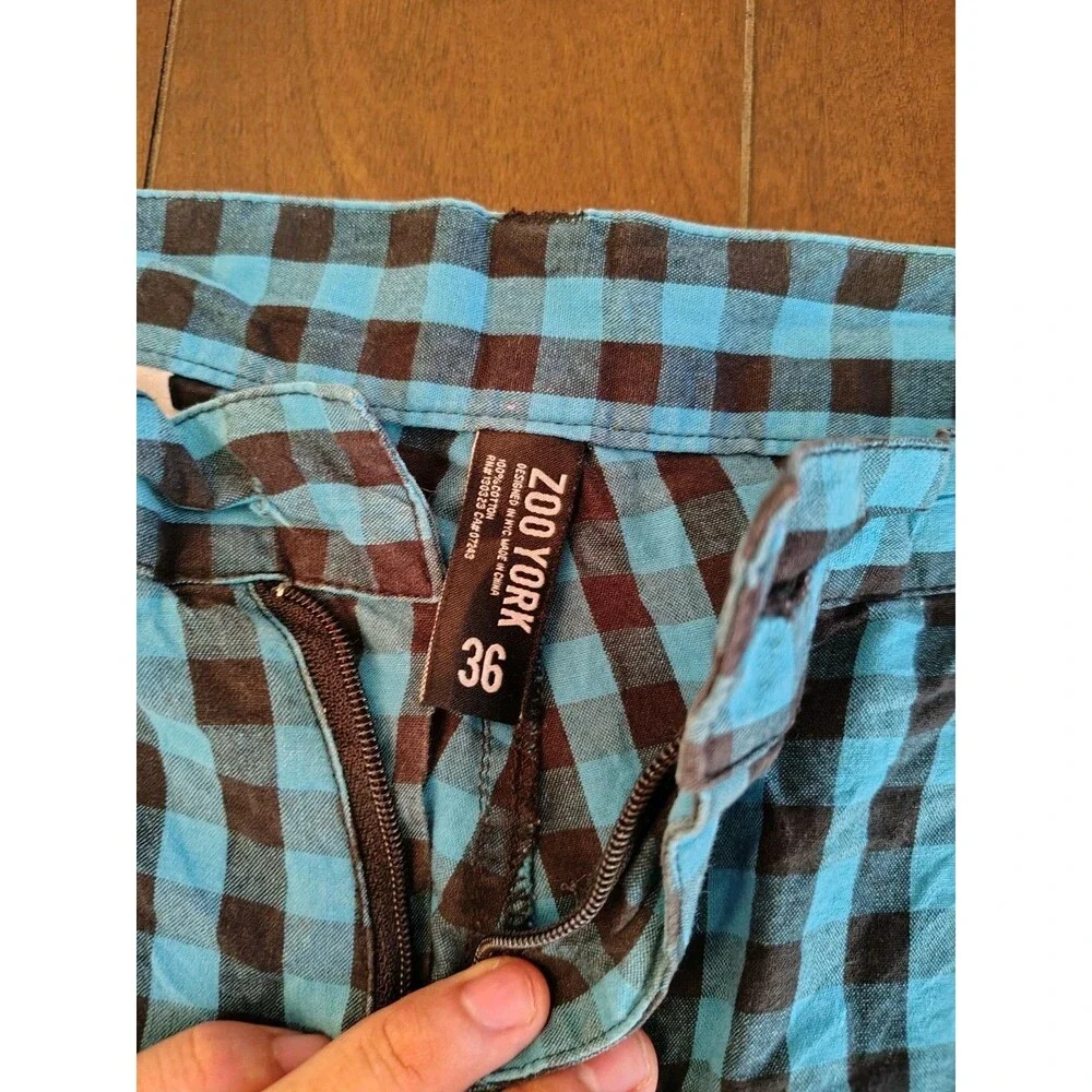 Mens Zoo York Blue‎ And Black Plaid Casual Shorts Size 36